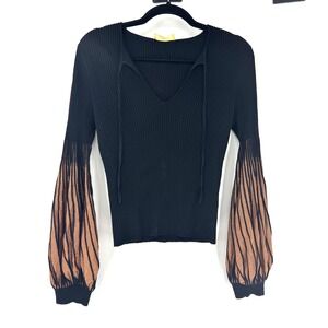 Ulla Johnson Lenora Starburst Pullover Knit Long Sleeve in Gild Black and Gold